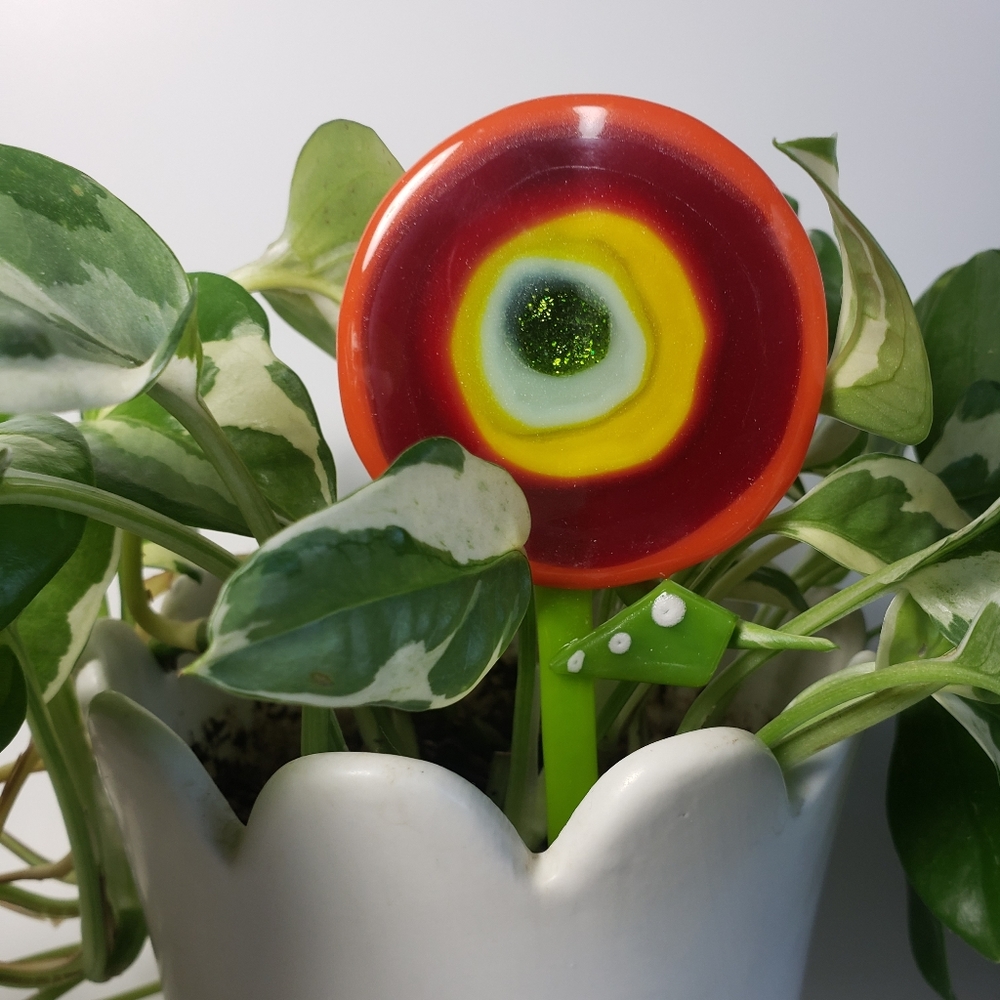 Fused Glass Houseplant Buddy - Lollipop Flower 🌼
